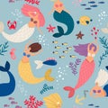 Mermaid girls pattern Royalty Free Stock Photo