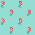 Mermaid girls seamless pattern.