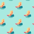 Mermaid girls seamless pattern