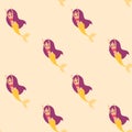 Mermaid girls seamless pattern.