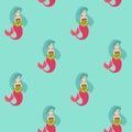 Mermaid girls seamless pattern.