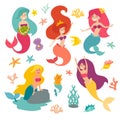 Mermaid girls vector illustration Royalty Free Stock Photo