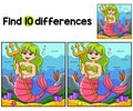 Mermaid Holding Trident Find The Differences