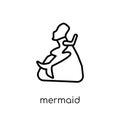 Mermaid icon. Trendy modern flat linear vector Mermaid icon on w