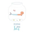 Mermaid in a jar illustration Royalty Free Stock Photo