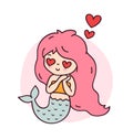 Mermaid in love with heart eyes.