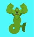 Mermaid man isolated. Strong underwater inhabitants. Vector illustration