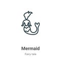 Mermaid outline vector icon. Thin line black mermaid icon, flat vector simple element illustration from editable fairy tale Royalty Free Stock Photo