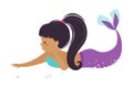 Mermaid with Ponytail Floating Underwater Vector Illustration Royalty Free Stock Photo