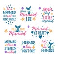 Mermaid quotes set isolated on white