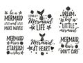 Mermaid funny inspirational quotes set