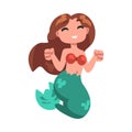 Mermaid or Seamaid as Aquatic Creature with Female Body and Fish Tail Vector Illustration