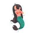 Mermaid or Seamaid as Aquatic Creature with Female Body and Fish Tail Vector Illustration