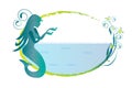 Mermaid silhouette logo swirly design vector