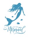 Mermaid  silhouette vector  illustration isolated on white background Royalty Free Stock Photo