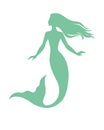 Mermaid  silhouette vector  illustration isolated on white background Royalty Free Stock Photo