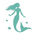 Mermaid  silhouette vector  illustration isolated on white background Royalty Free Stock Photo