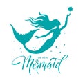 Mermaid  silhouette vector  illustration isolated on white background Royalty Free Stock Photo