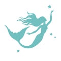 Mermaid silhouette vector illustration isolated on white background