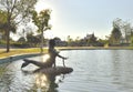 Mermaid Statue is in the pool at Sunthorn Phu Memorial