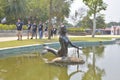 Mermaid Statue in the water at Sunthorn Phu Memorial