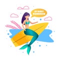 Mermaid on Surfboard Metaphor Advertising Banner