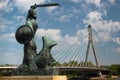Mermaid Syrenka statue, the famous symbol of Warsaw, Poland