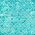 Seamless fish scale seamless pattern in turquoise color Royalty Free Stock Photo