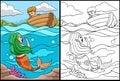 Mermaid Talking a Boy in the Boat Illustration