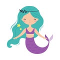 Mermaid with Turquois Hair Floating Underwater Vector Illustration Royalty Free Stock Photo