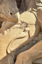 Mermaid under a dragon head as a sculpture in the sand