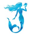 Mermaid, watercolor vector silhouette illustration