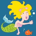 Mermaid Woman and Fish