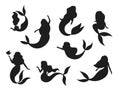 Mermaids Collections isolated vector Silhouette