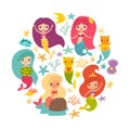 Mermaids girls vector illustration