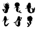 Mermaids isolated silhouettes vector Royalty Free Stock Photo