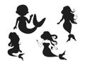 Mermaids isolated vector Silhouette