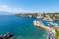 Mermerli beach in Antalya, Turkey, near the old town of Antalya. Royalty Free Stock Photo