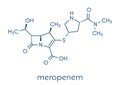 Meropenem broad-spectrum antibiotic carbapenem class, chemical structure Skeletal formula.