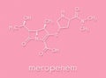 Meropenem broad-spectrum antibiotic carbapenem class, chemical structure Skeletal formula.
