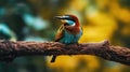 Merops apiaster closeup on a branch, Generative AI