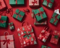 Merry and Bright Captivating Christmas Gift Bags.AI Generated