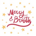 Merry and Bright lettering, premade card with handwritten lettering