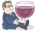 Merry businessman with a glass of wine