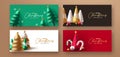 Merry chirstmas vector set banner design. Christmas and new year greeting text in gift card lay out