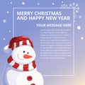 Merry Chistmas and Happy New Year Snowman Design Template