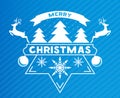 Merry Chrismas greeting card with snow flakes, Christmas tree and Reindeer. Vector Royalty Free Stock Photo