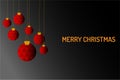 Merry Chrismas vector, red chrismas ball hanging on the black background