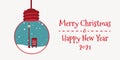 Merry Chrismast and Happy New Year! Winter holiday vector illustration: Christmas decoration with street lights and letter holders