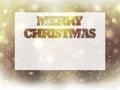 Merry Chrismtas space fur text gold star und white card snow